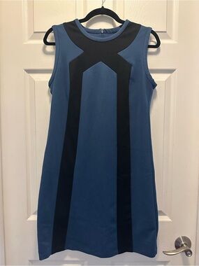 MICHAEL Michael Kors Blue and Black Sleeveless Shift Dress